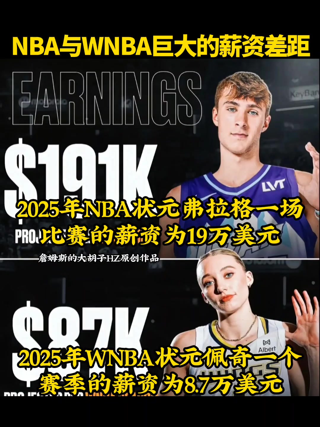 差距簡(jiǎn)直逆天NBA狀元一場(chǎng)賺19萬(wàn) WNBA狀元一年才9萬(wàn)
